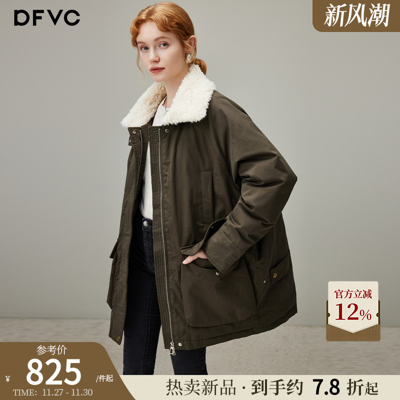 dfvc复古中长款羽绒服保暖派克服