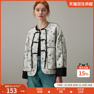 2025新款 外套女秋季 盘扣提花宽松圆领夹克上衣 国风短款 dfvc新中式