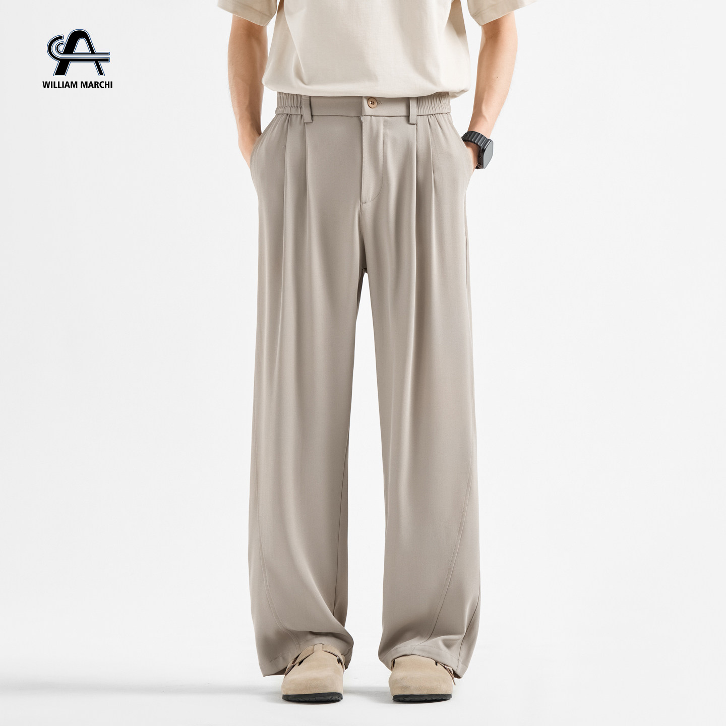 冰丝垂感休闲西装裤男士2025年夏季薄款宽松直筒长裤子男款小西裤