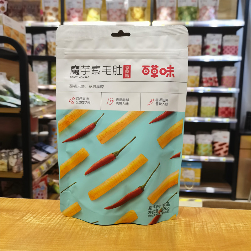 百草味素毛肚180g香辣魔芋爽素肉辣条80后怀旧零食小吃网红食品