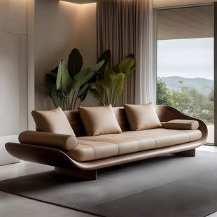 新中式北美黑胡桃木全实木沙发客厅小户型直排四人位茶楼卡座家具