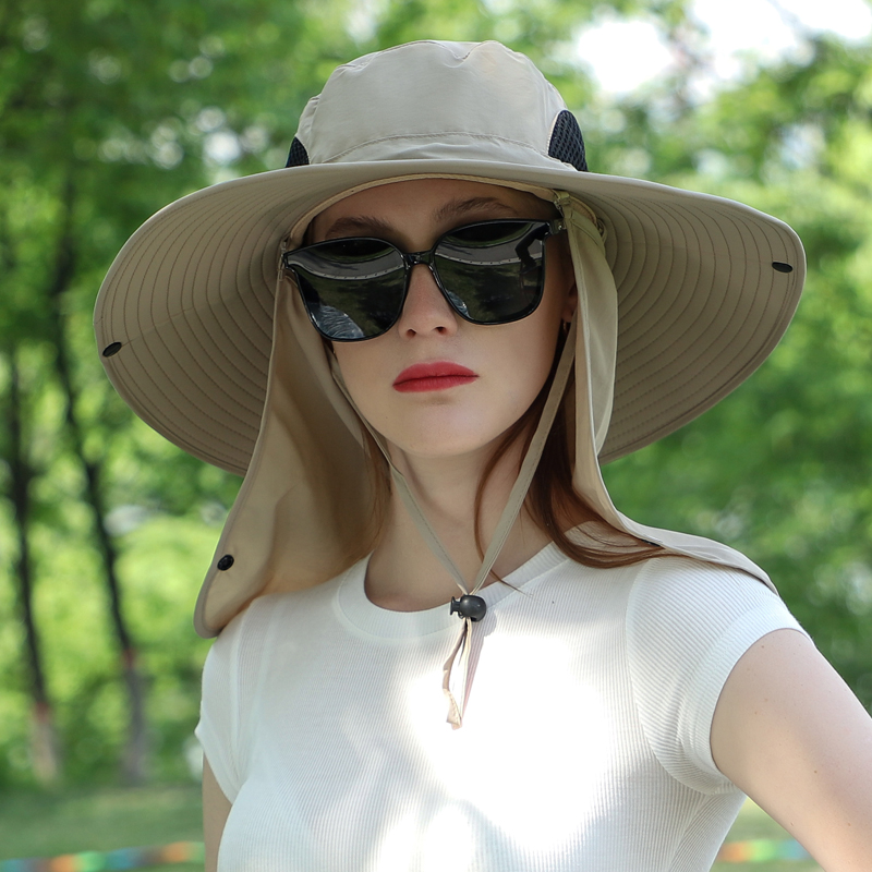 防晒面罩部帽子女士夏季遮脸护颈太阳帽户外干农活采茶透气遮阳帽