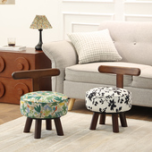 实木可旋转凳子家用客厅靠背凳小椅子门口换鞋 凳软包板凳简约矮凳