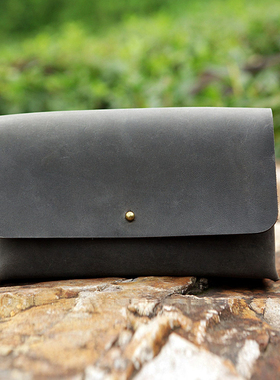 笔记本电源鼠标配件灰色复古数码收纳包纯手工真皮疯马皮MC09PB