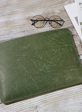 适用于苹果Macbook电脑复古皮套内胆包绿色真皮植鞣革MACX01S