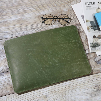 适用于苹果Macbook电脑复古皮套内胆包绿色真皮植鞣革MACX01S