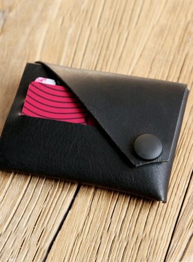 手工名片银行卡包创意真皮复古头层牛皮黑色植鞣革BC11W