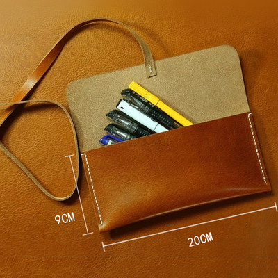 复古笔袋植鞣革黄橙色手账