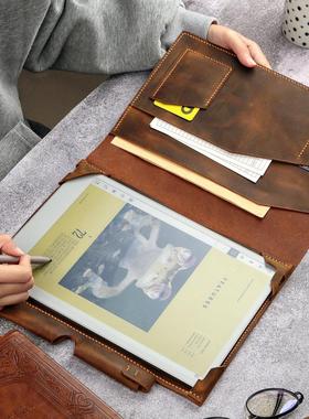 适用于reMarkable Paper Pro平板翻盖头层牛皮真皮疯马皮套保护壳带笔插V11-LRMP05U-DL