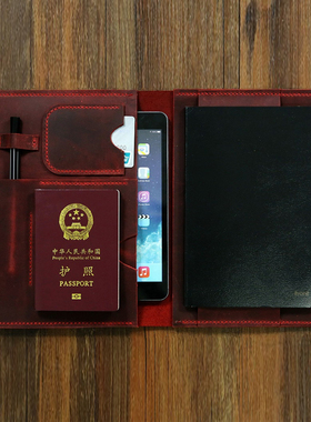 红色A5记事本/iPad mini复古旅行皮套头层牛皮疯马皮真皮NA5013T