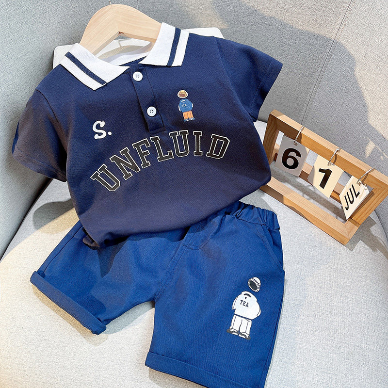 儿童五分裤套装2025男童新款棉质两件套中小童运动风夏装2024潮童