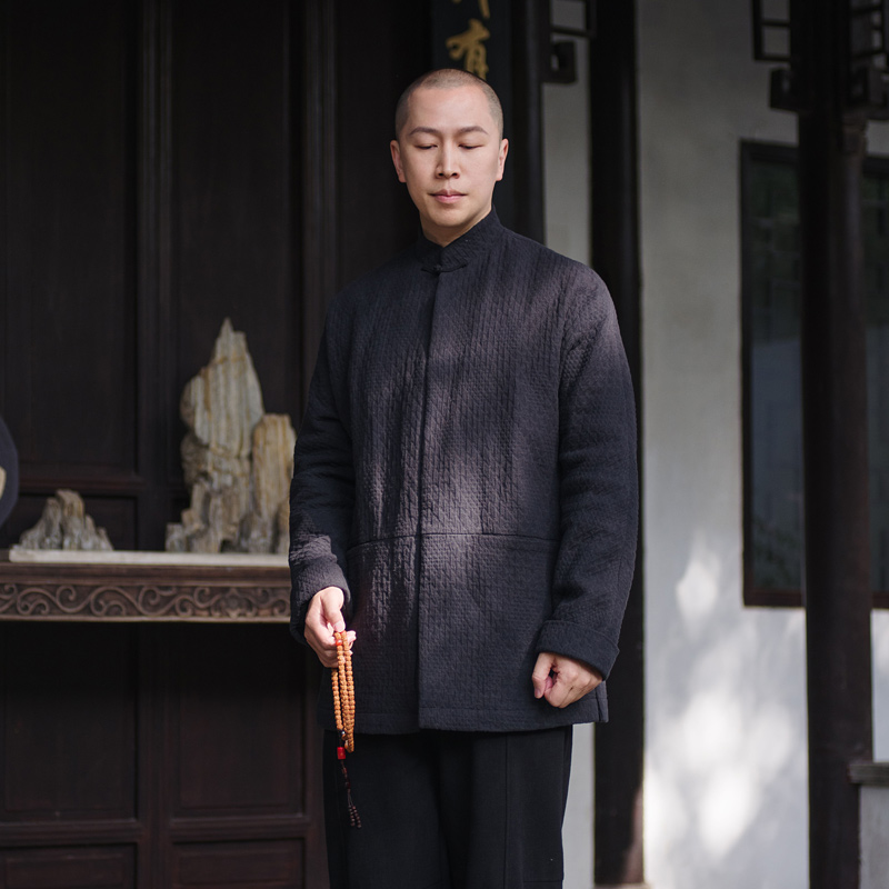 妙演心空原创禅意简约暗纹棉袄