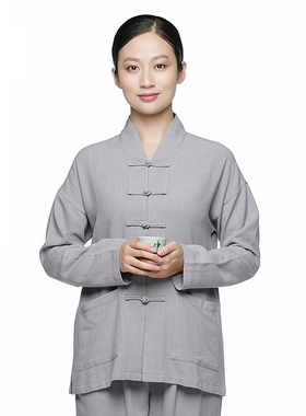 妙演心空原创春新款女装禅汉服棉麻居士服短款长袖唐装套装108T