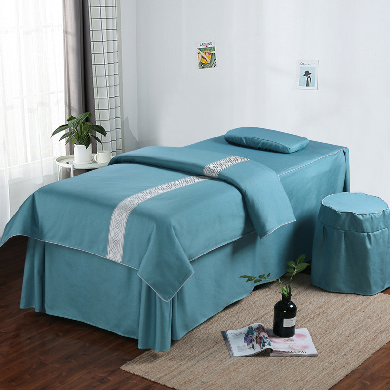 娇奢美容床罩四件套纯色欧式简约时尚高档美容院会所按摩床套定做