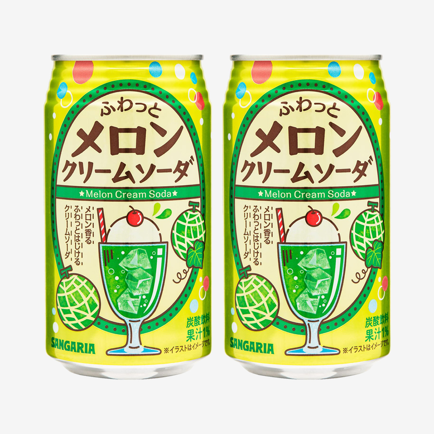 日本进口三佳利蜜瓜味汽水易拉罐
