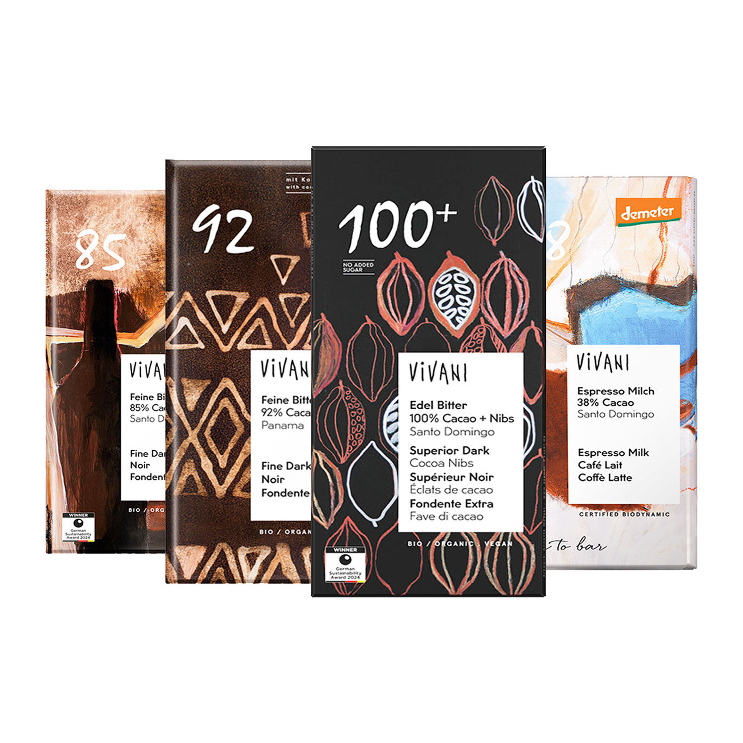 德国进口薇莉Vivani85%92%100%纯可可脂黑巧克力排块健身网红零食