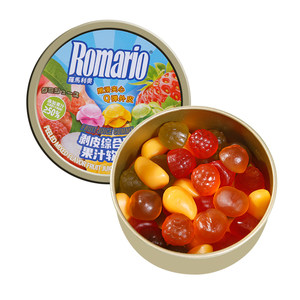 romario罗马利奥剥皮软糖铁盒糖果168g扒皮qq糖剥皮果汁休闲零食