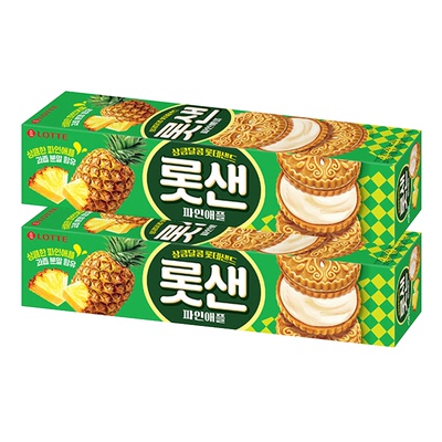 韩国进口乐天菠萝味夹心饼干