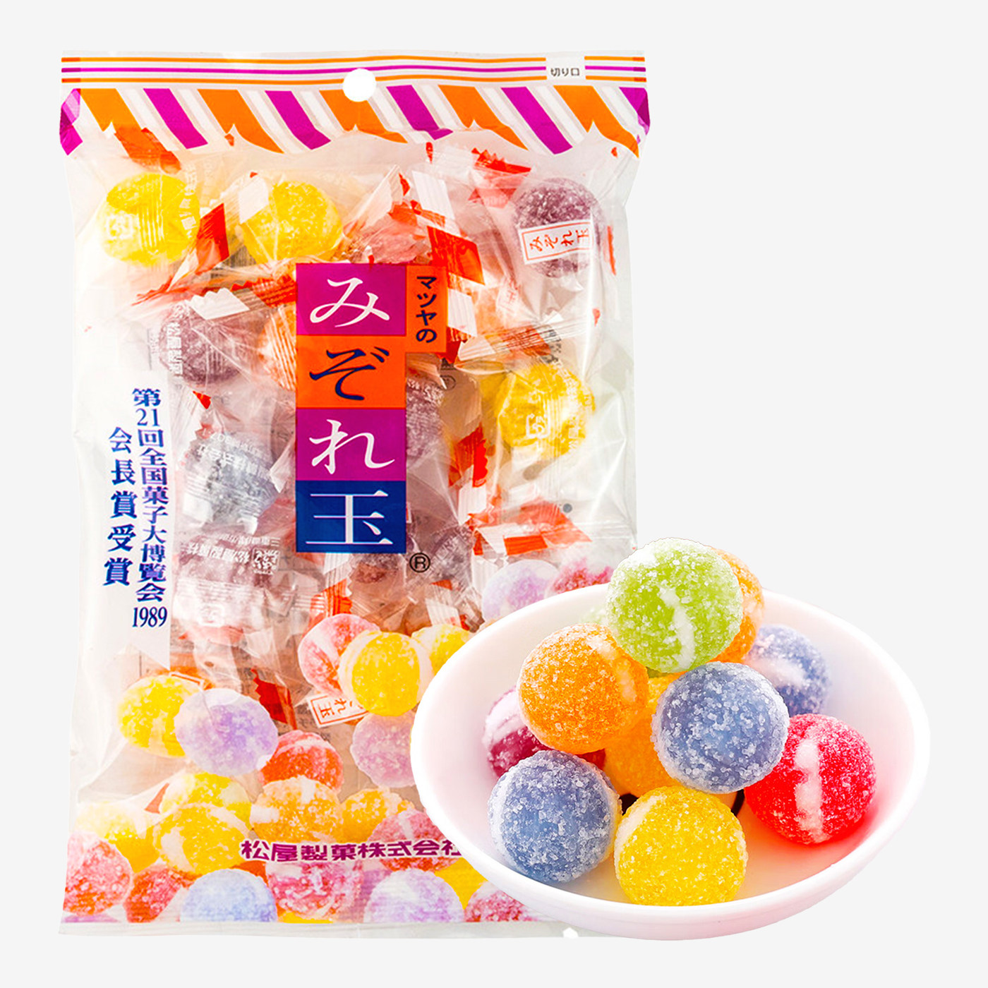 日本原装进口松屋什锦水果糖球形糖果花球糖160g/袋装雪花球糖果
