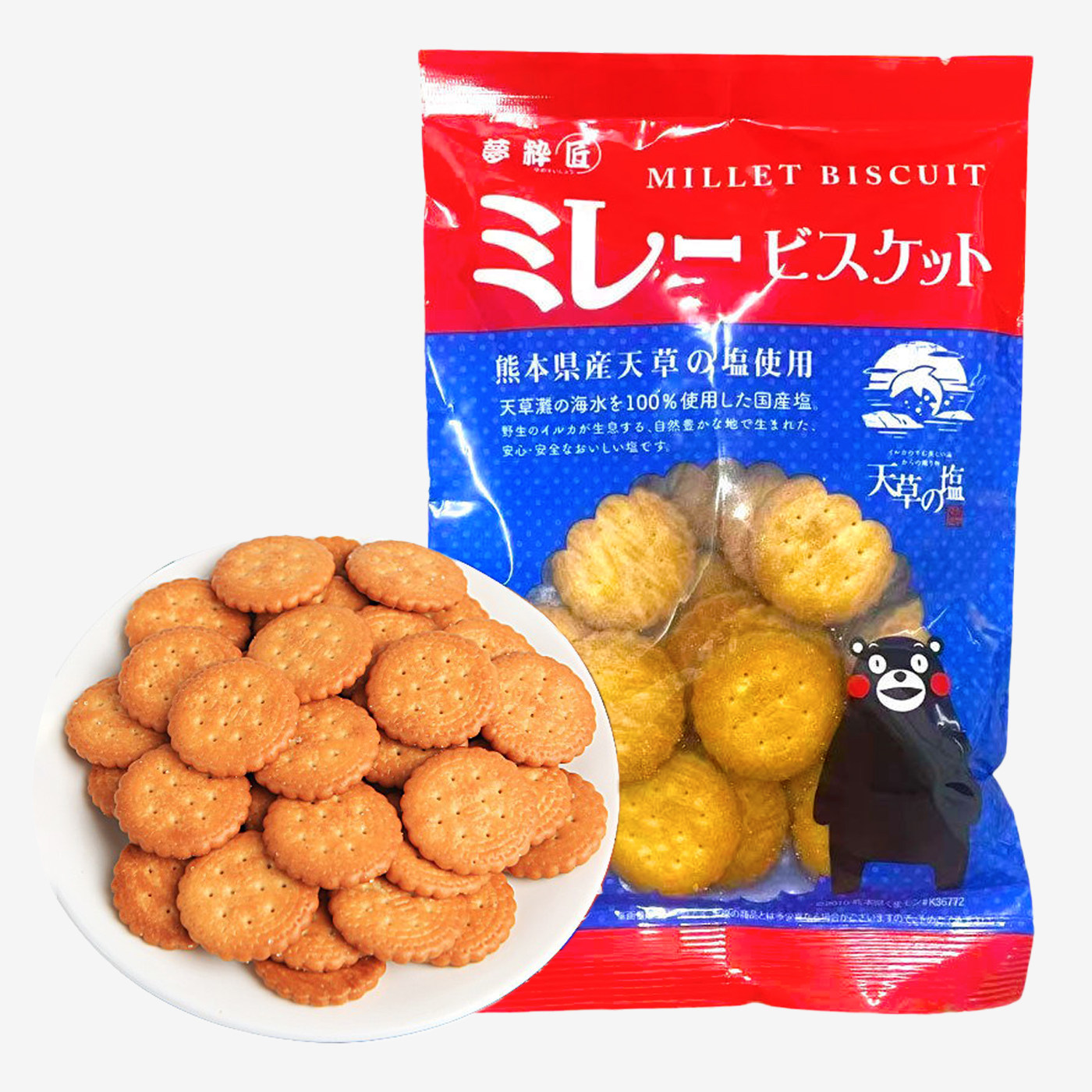 日本进口熊本熊天草盐小圆饼干