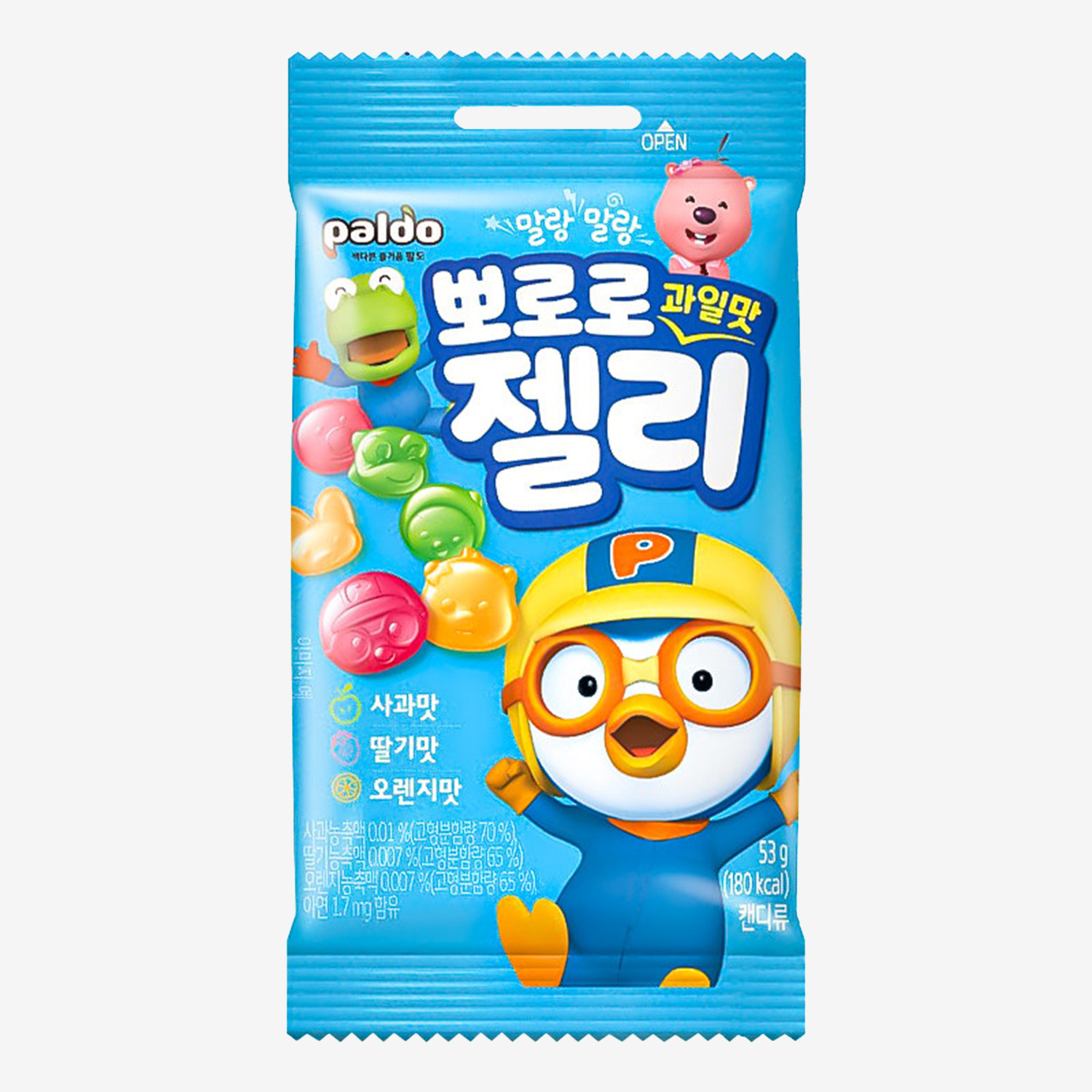 韩国进口PALDO混合水果味软糖八道啵乐乐橡皮QQ果汁糖儿童零食53g