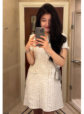 N.COU妮蔻25秋新款法式小香风时尚减龄气质编织彩色短款连衣裙女