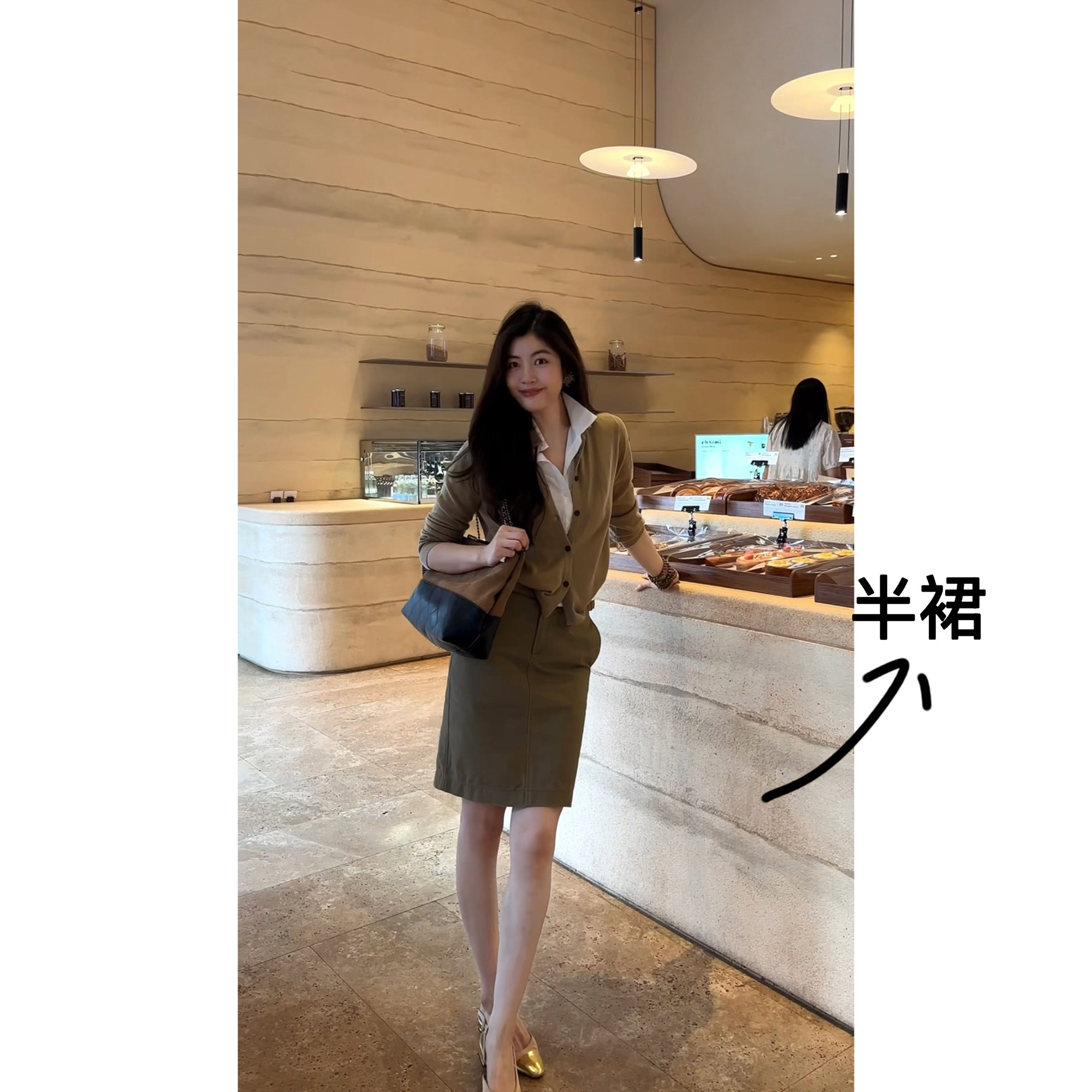 N.COU妮蔻26秋新款复古时尚简约卡其色工装中裙高腰显瘦半身裙