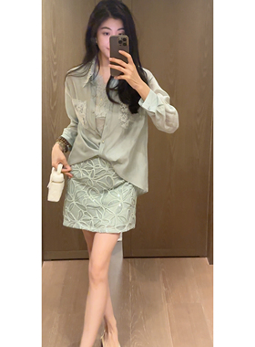 2N.COU妮蔻26夏新款重工刺绣蕾丝翻领显瘦衬衫女慵懒风微透上衣