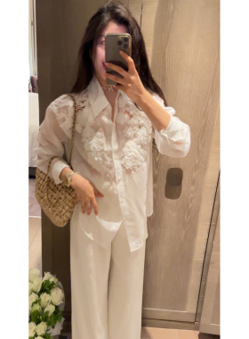 2N.COU妮蔻26春新款设计感小众轻奢时髦重工绣花钉珠微透衬衫女