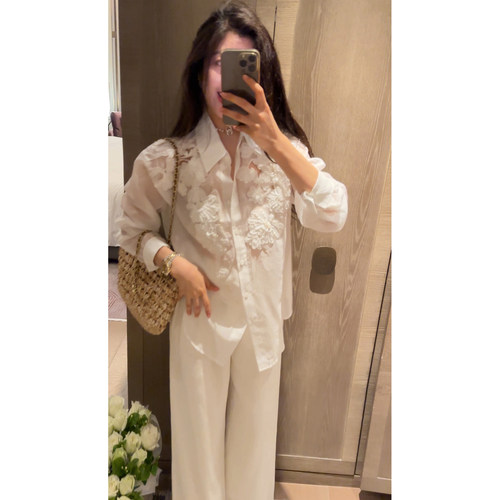 2N.COU妮蔻26春新款设计感小众轻奢时髦重工绣花钉珠微透衬衫女