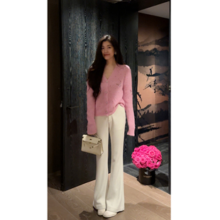 气质设计感百搭显白V领蝴蝶烫钻针织开衫 N.COU妮蔻25冬新款 时尚