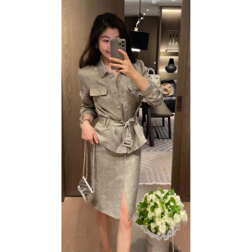 N.COU妮蔻26春新款轻奢时髦气质老钱风亚麻轻薄外套半裙套装女