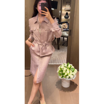 2N.COU妮蔻26春新款轻奢时髦气质老钱风亚麻轻薄外套半裙套装女