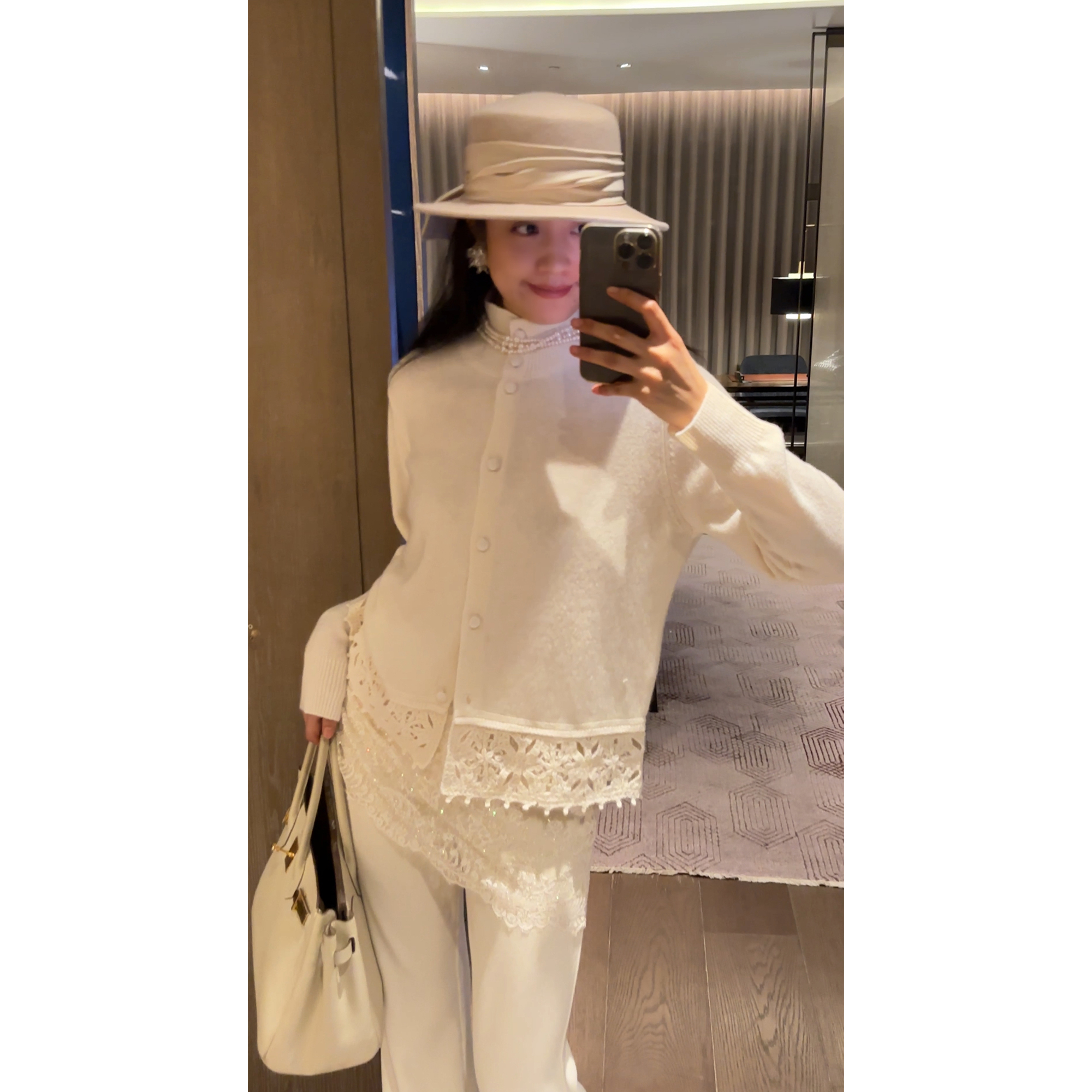 【N·COU】25冬新款【鸿运当头】镂空钩花下摆针织开衫DY10930