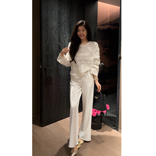 设计感小众重工钉珠镂空刺绣圆领长袖 25秋新款 上衣 夏天专属