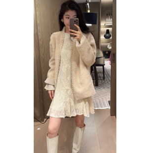 2 N.COU妮蔻26春新款简约设计V领100羊毛保暖显瘦中长款外套大衣