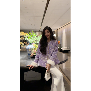 N.COU妮蔻25冬新款 复古国风重工亮片刺绣丝绒白鸭绒外套 新中式