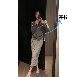 N.COU妮蔻25冬新款 精致洋气百搭设计感手工钉珠天鹅亮片针织开衫