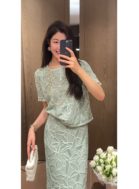 2N.COU妮蔻26夏新款优雅气质盘花蕾丝设计感显瘦上衣半裙套装女