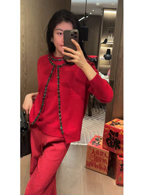 【N·COU】26春新款【绿宝石】100绵羊毛钉钻毛衣套装DY53181