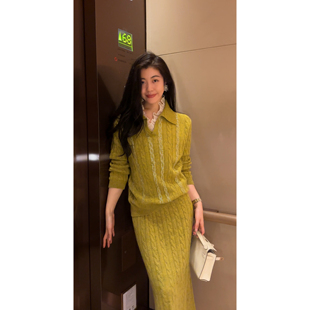 红色麻花亮片毛衣半裙套装 红气养人 25冬新款 DY1101 N·COU