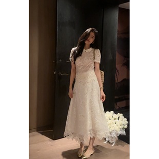 小众设计感别致蕾丝拼接镂空重工上衣半裙套装 N.COU妮蔻25夏新款