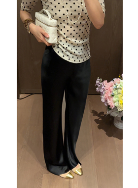N.COU妮蔻26夏新款弹力松紧腰显瘦百搭醋酸休闲裤女垂感阔腿长裤