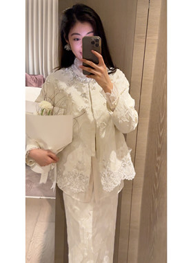 N.COU妮蔻26春新款新中式设计感洋气精致钉钻圆领拼接蕾丝外套