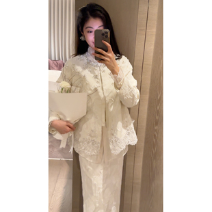 N.COU妮蔻26春新款新中式设计感洋气精致钉钻圆领拼接蕾丝外套