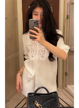 N.COU妮蔻25秋新款气质设计感小众白色100醋酯高级感镂空拼接衬衫
