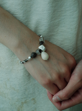 Z-WINDSTORM 几问瞳S925绿幽灵水滴串珠手链简约小众女原创天然