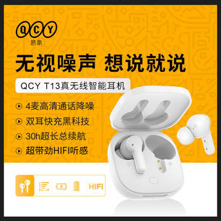 QCY T13 真无线蓝牙耳机 运动耳麦 主从切换4麦通话降噪 耳机快充