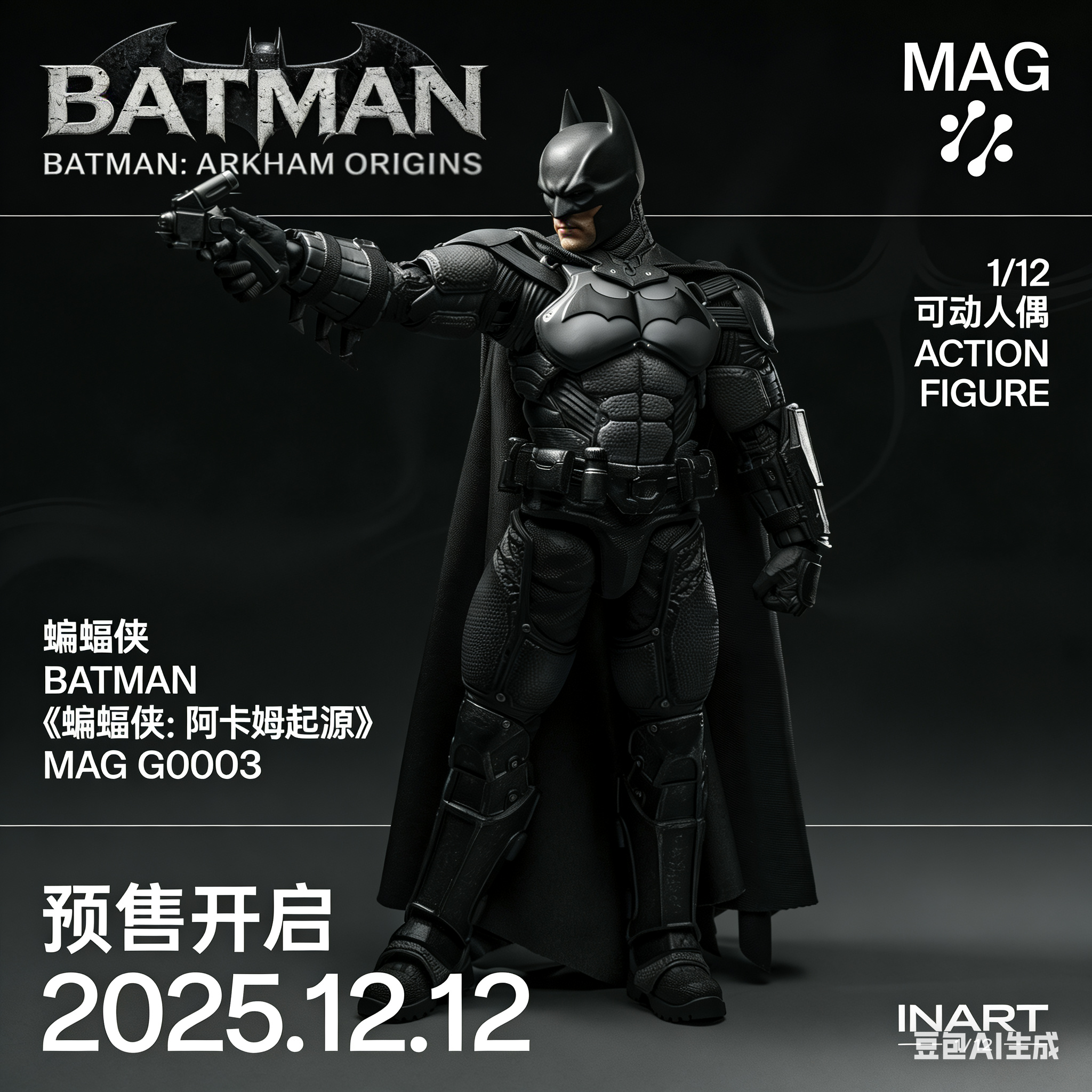 INART《蝙蝠侠：阿卡姆起源》蝙蝠侠1/12可动人偶 标准版