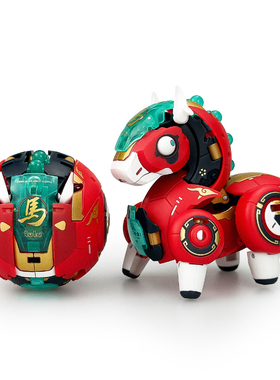 国创机甲原子盒十二生肖系列 小马噜噜 原创潮玩成品变形模型手办